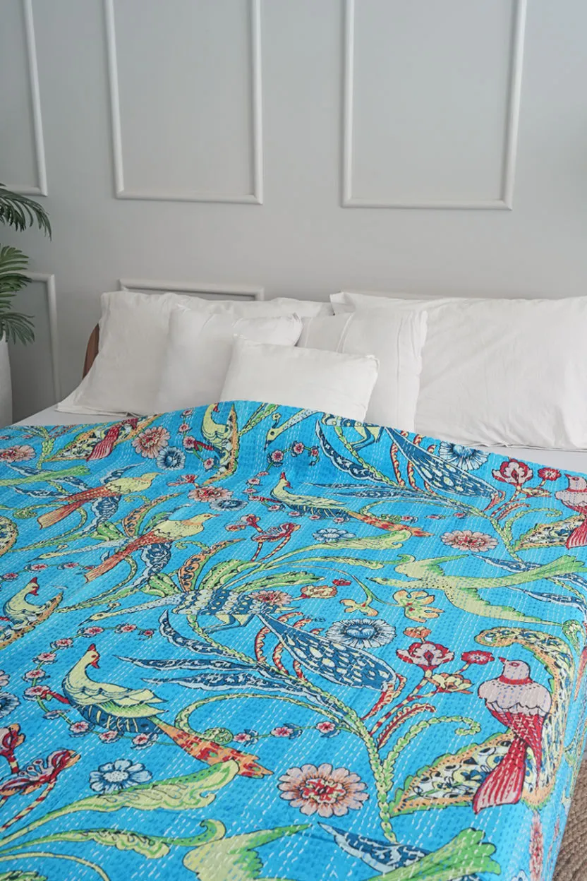 Peacock Kantha Quilt