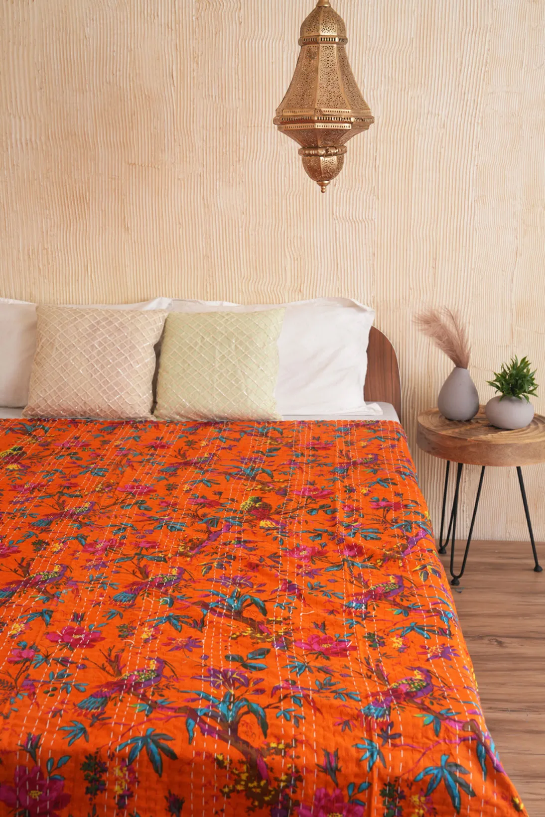 Kantha Quilt Handmade Birds and Flowers