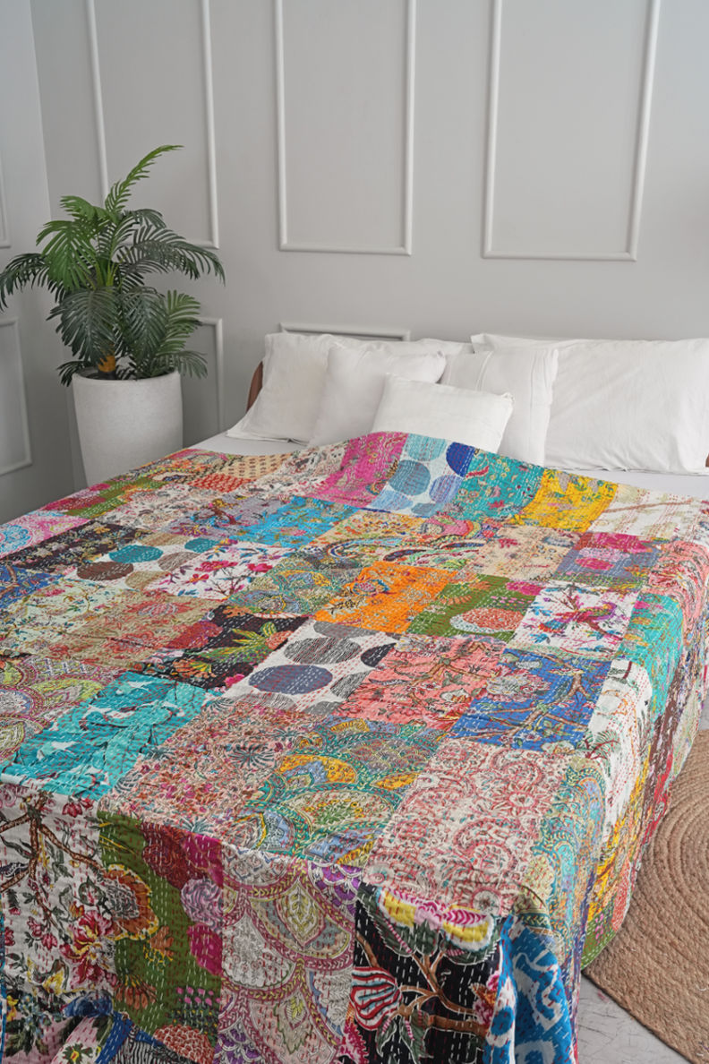 Handmade Patchwork Kantha Quilt