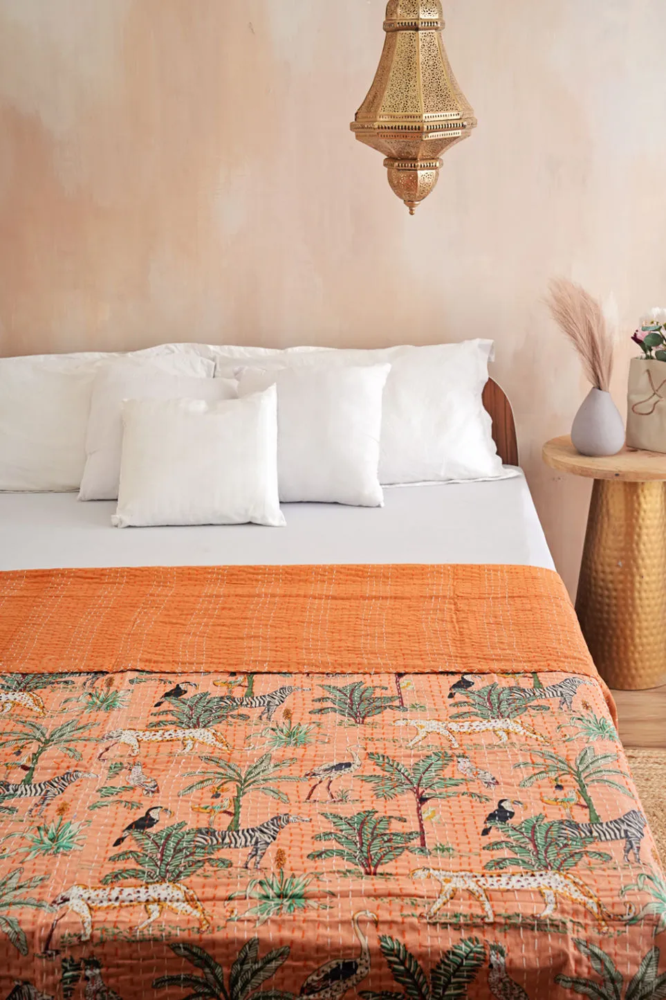 Peach Safari Kantha Quilt