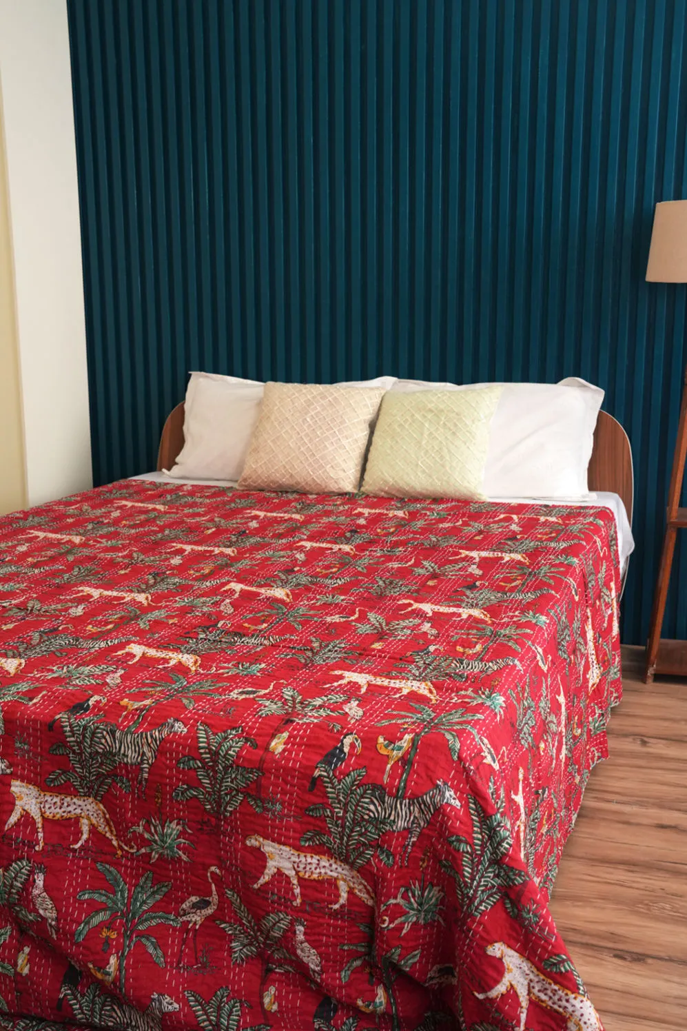 Safari Kantha Quilt - Red