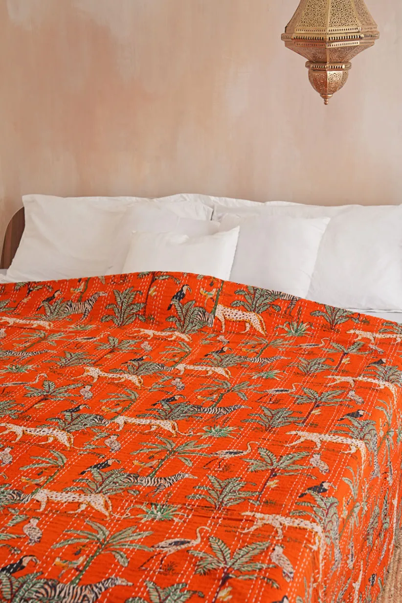 Safari Jungle Animal Kantha Quilt