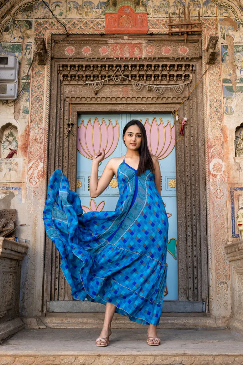 Blue Backless Maxi Dress