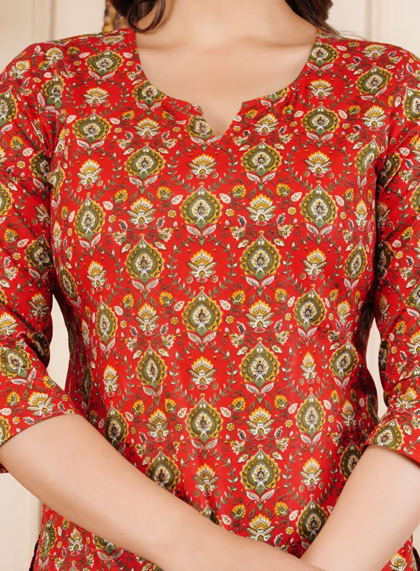 Casual Red Printed Top for Women