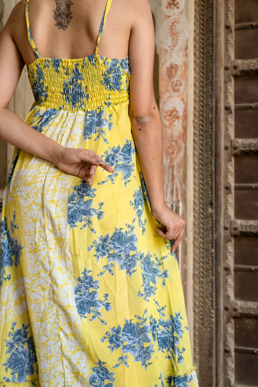 Boho Yellow Halter Maxi Dress