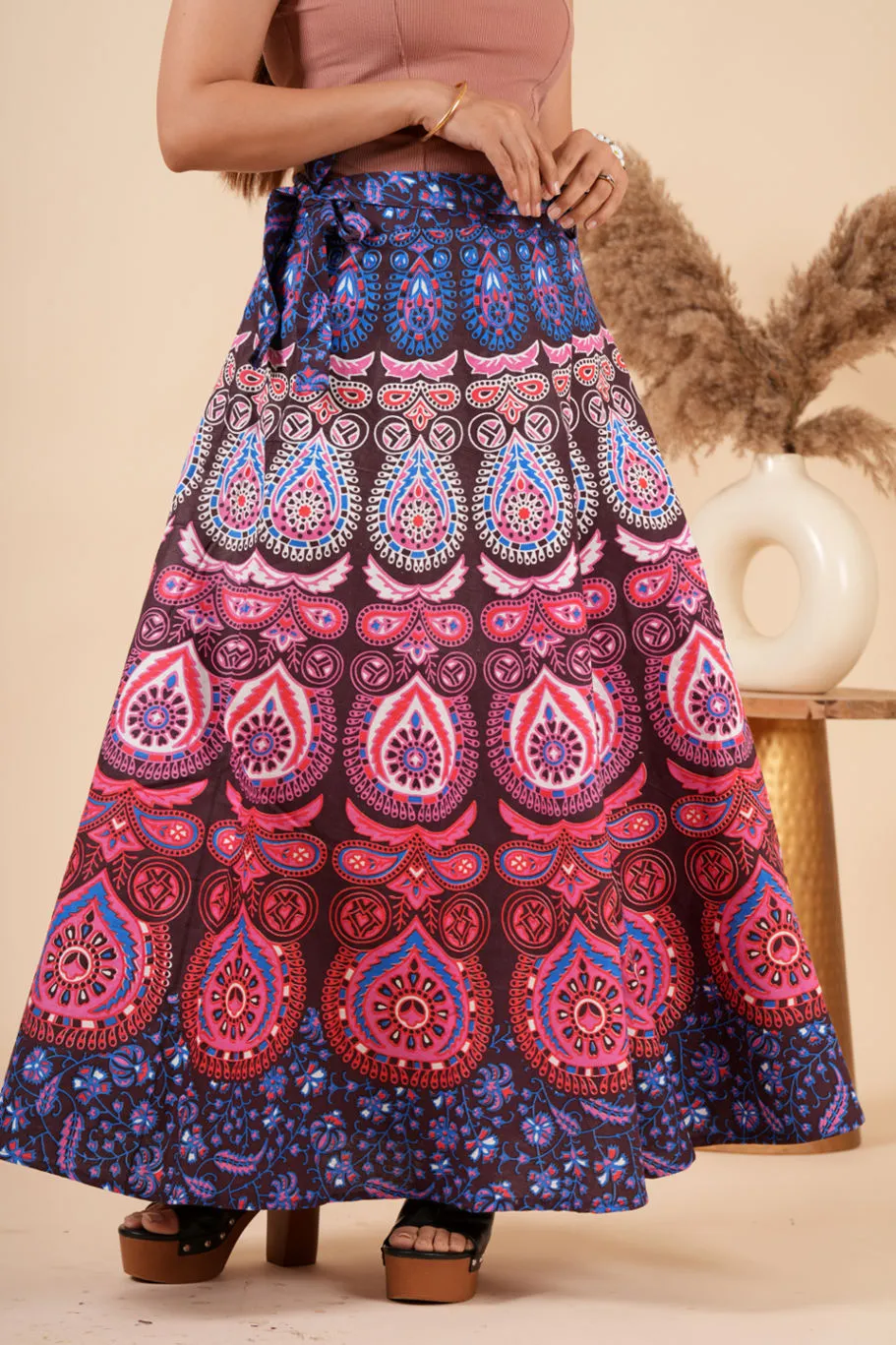 Mandala Cotton Long Maxi Wrap Skirt