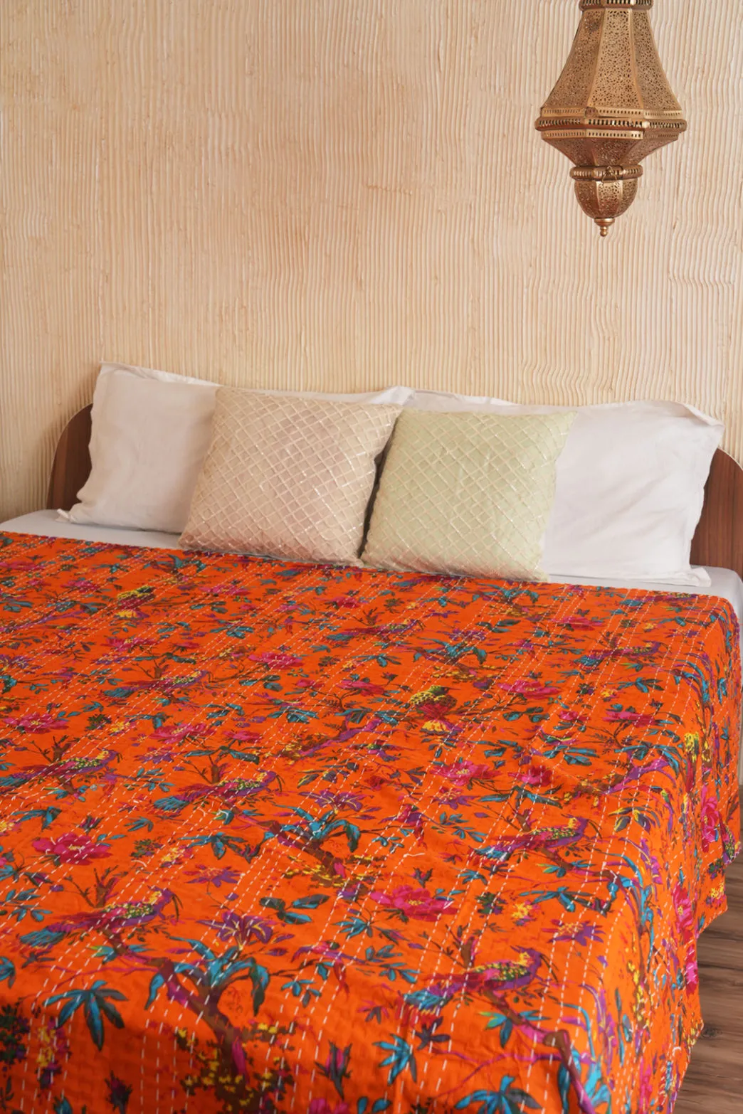 Kantha Quilt Handmade Birds and Flowers