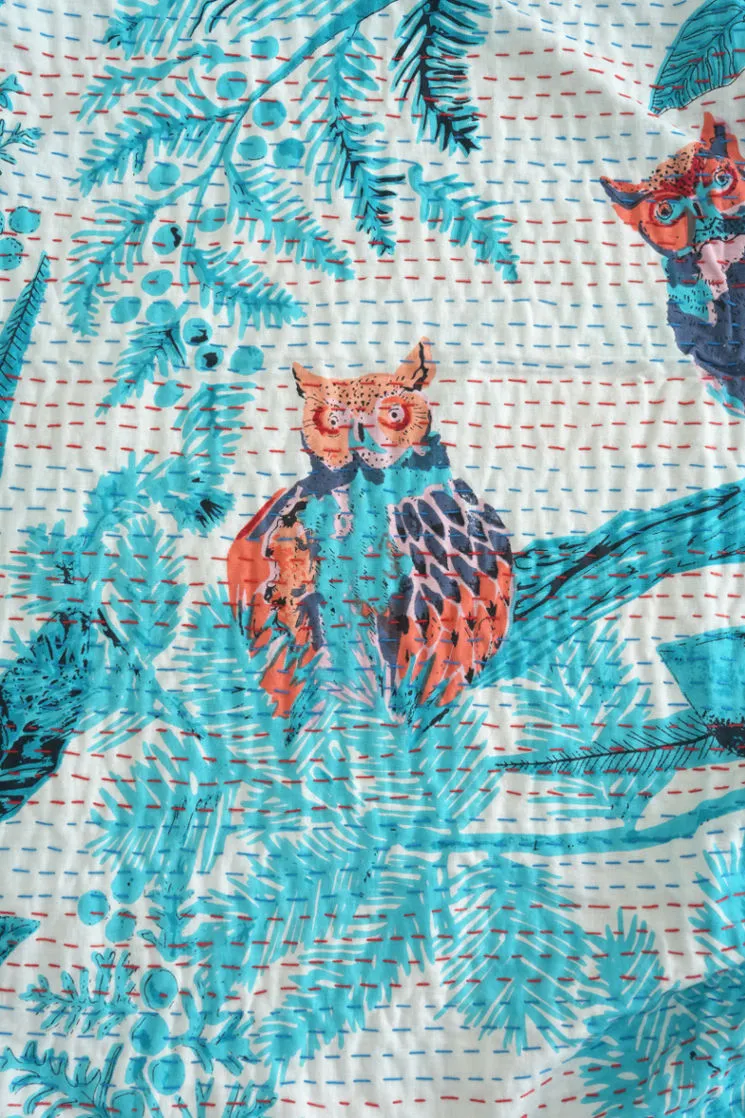 The Wild Owl Kantha Quilt