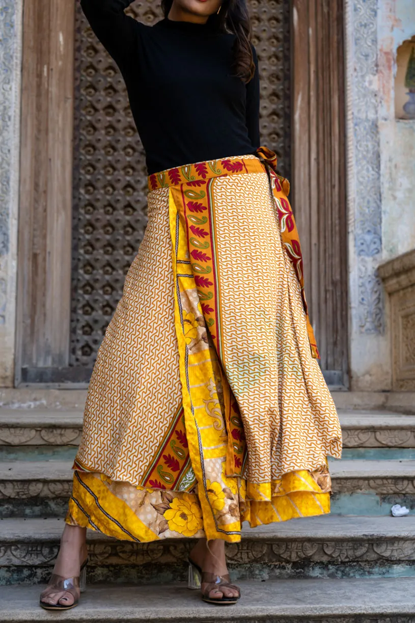 Silk Sari Magic Wrap Skirt Reversible