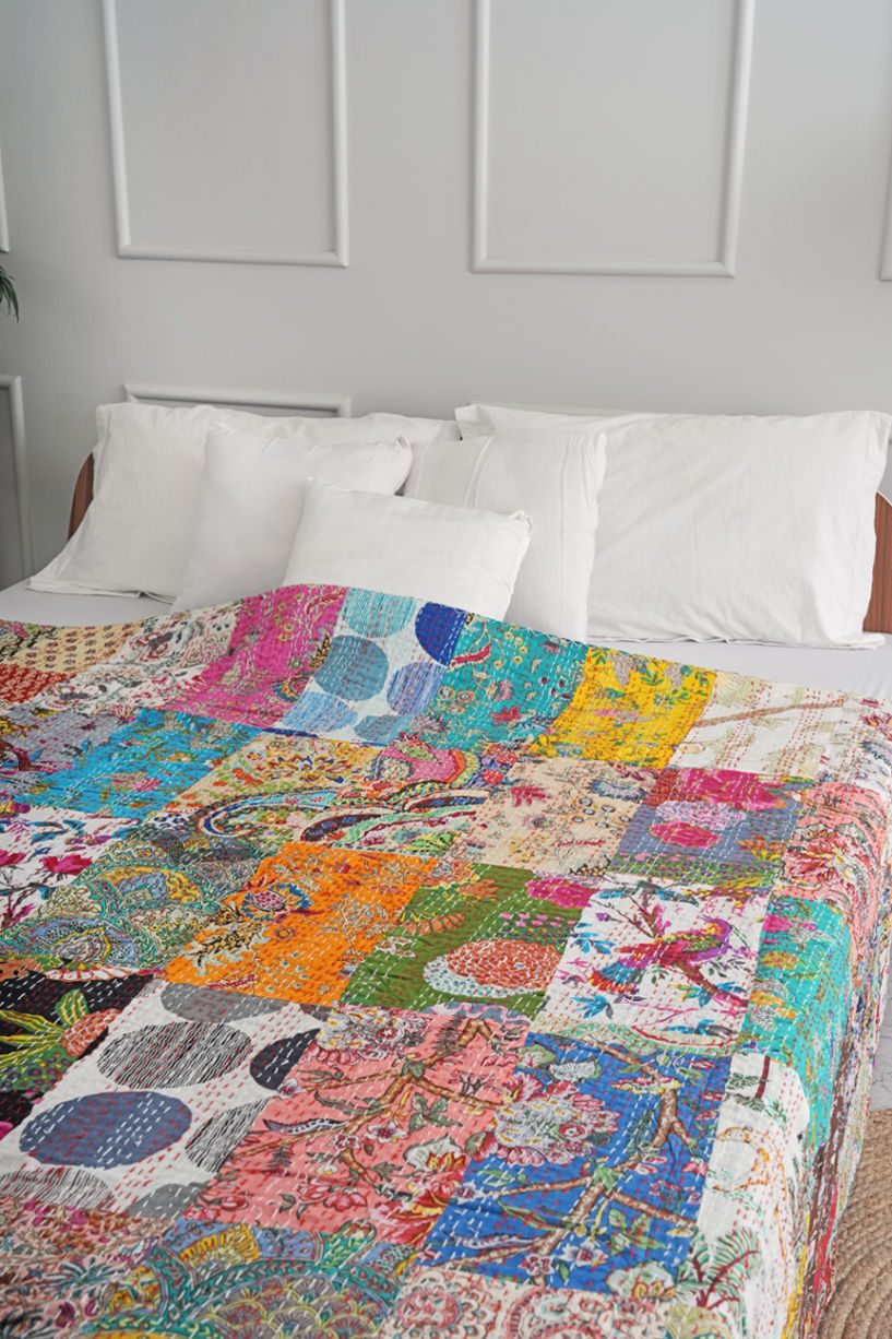 Handmade Patchwork Kantha Quilt