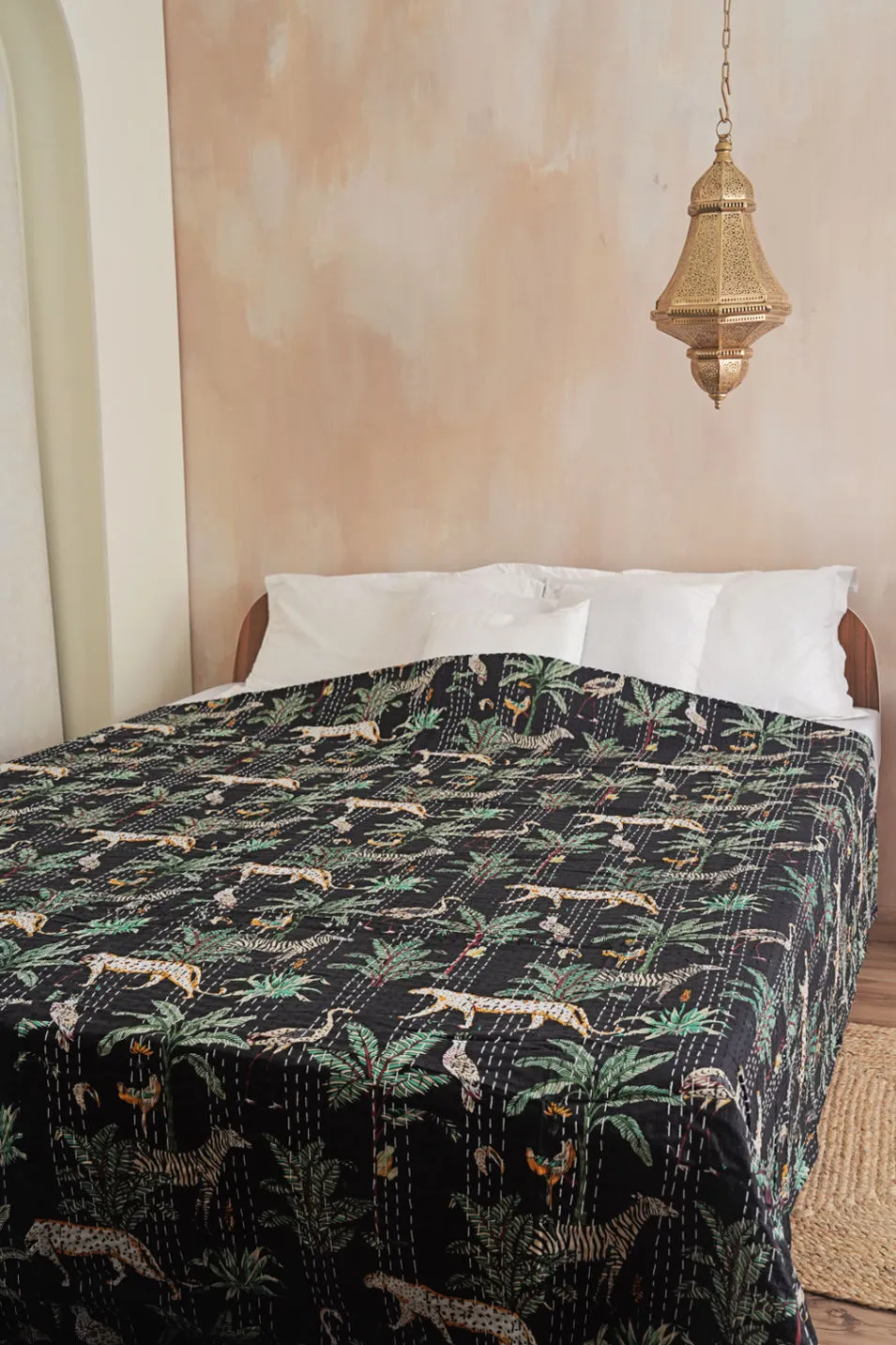 Black Safari Kantha Quilt