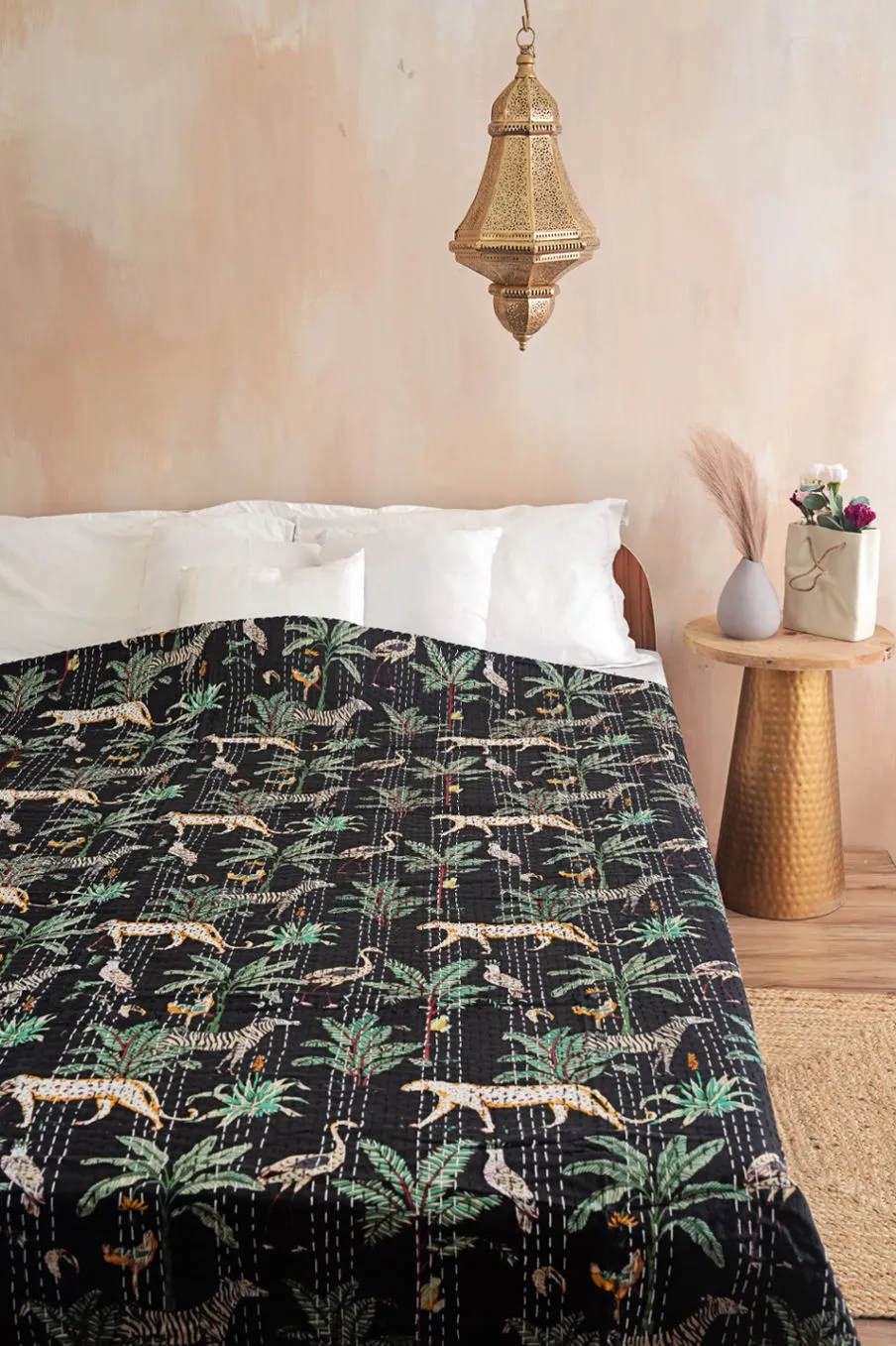 Black Safari Kantha Quilt