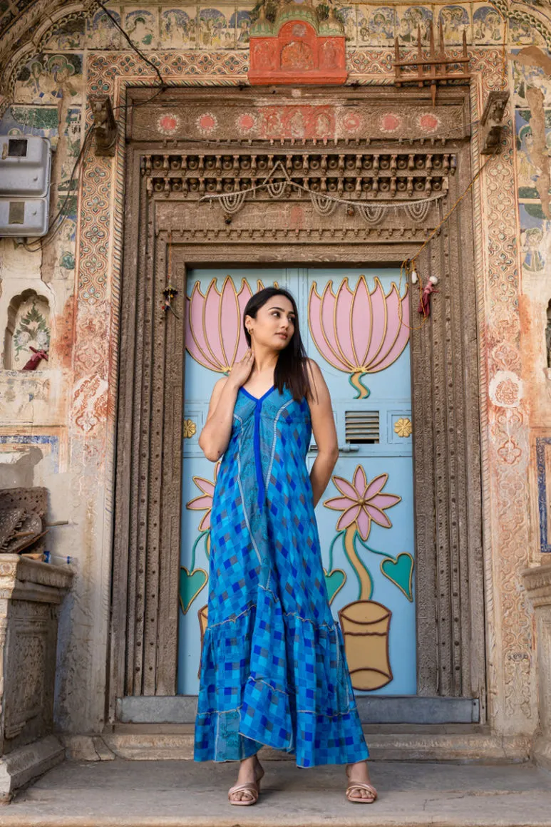 Blue Backless Maxi Dress