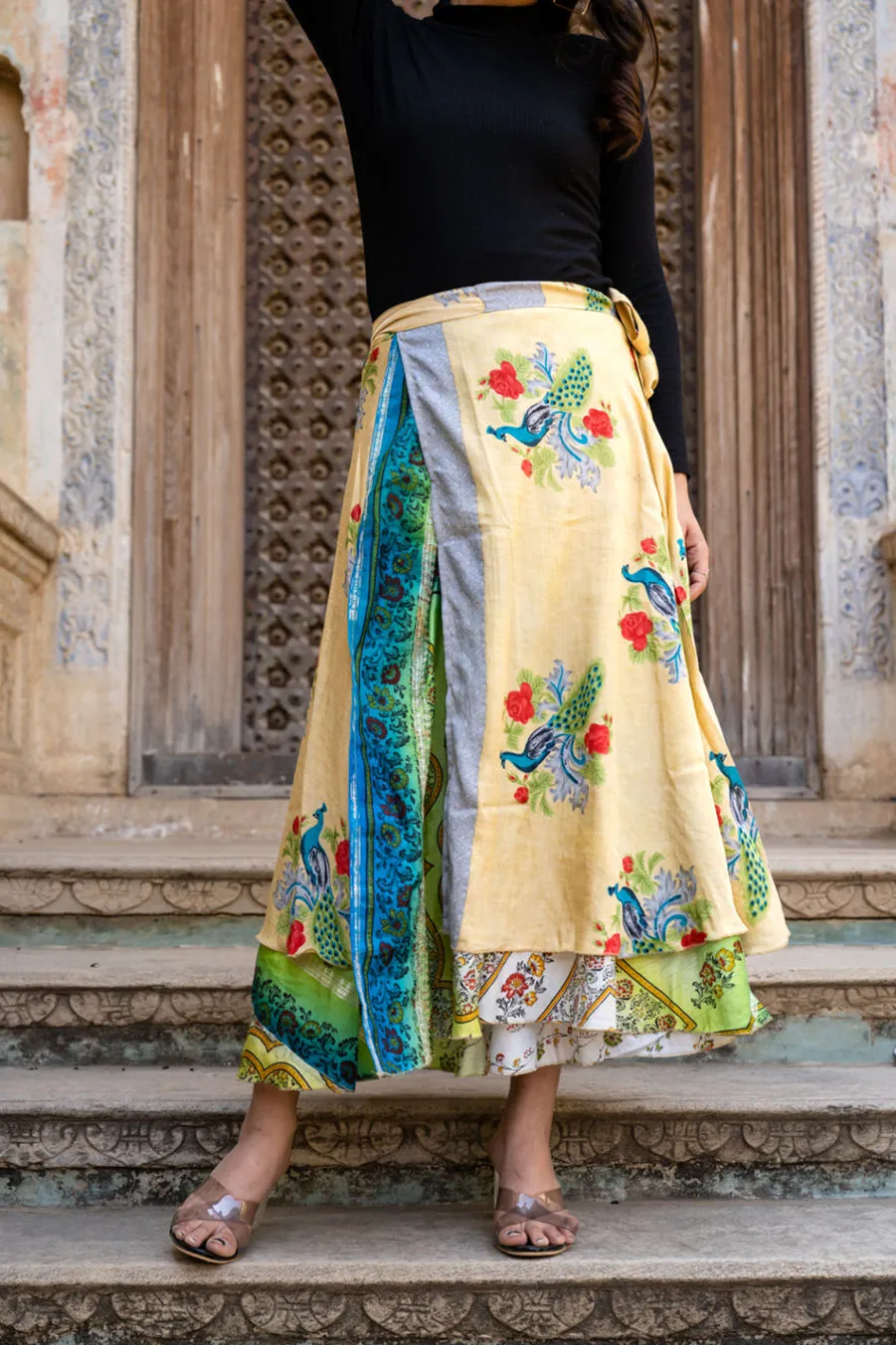 Silk Long Wrap Skirt