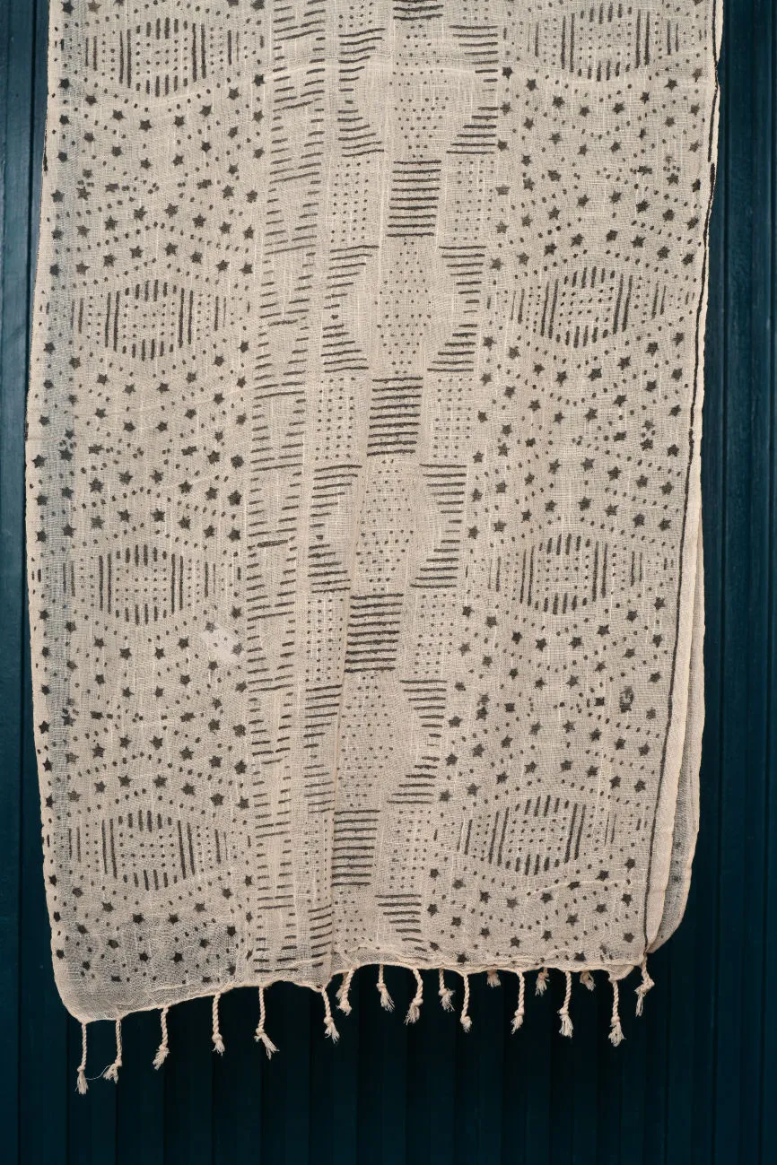 Soft Organic Cotton Hand Block Printed Scarf - #14