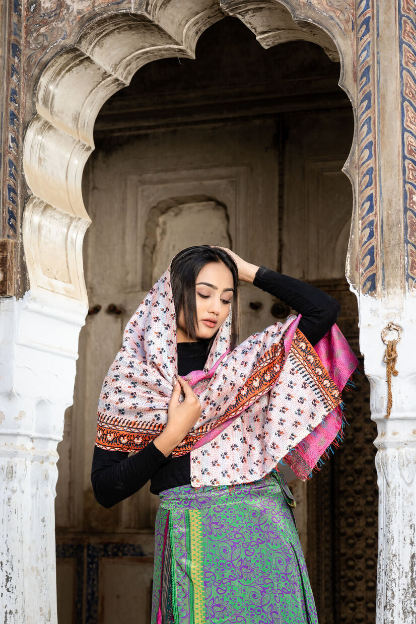 Vintage Silk Kantha Scarf