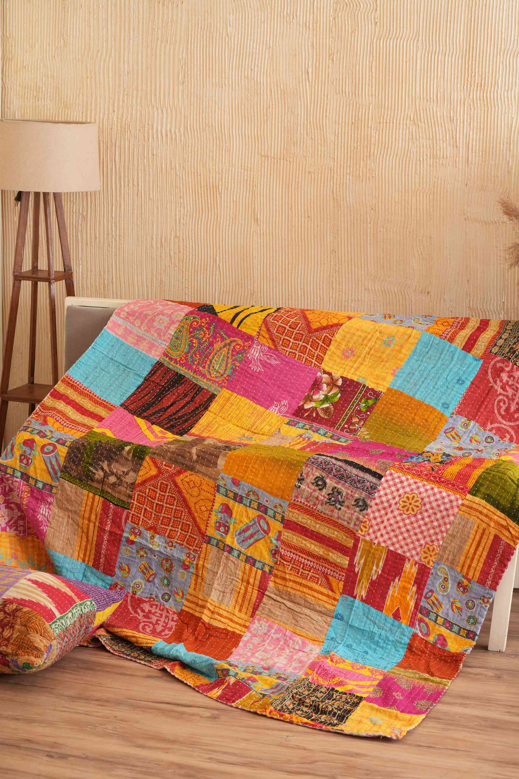 Vintage Patchwork Kantha Quilt Throw