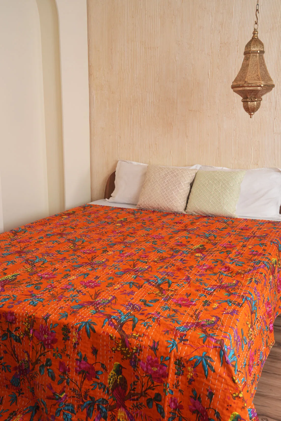 Kantha Quilt Handmade Birds and Flowers