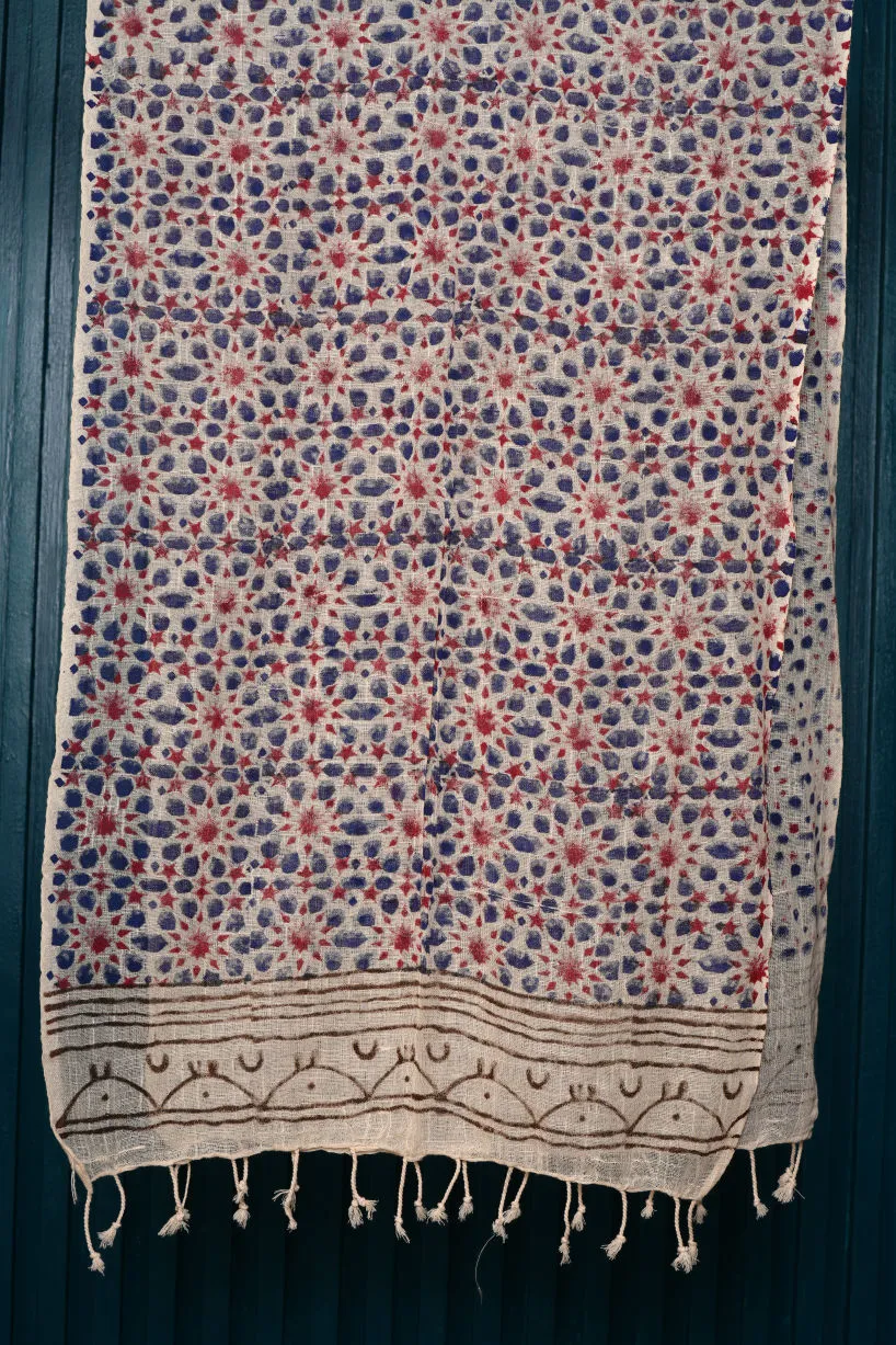 Hand Block Printed Cotton Scarf - #16