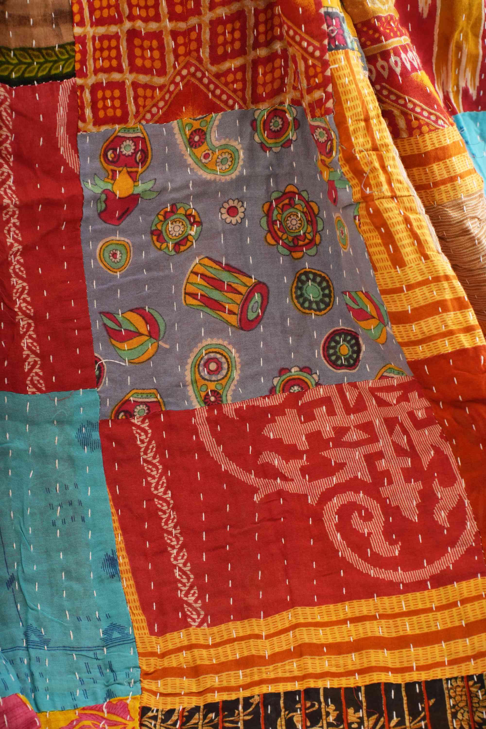 Handmade Cotton Patchwork Kantha Quilt Sofa Throw Blanket