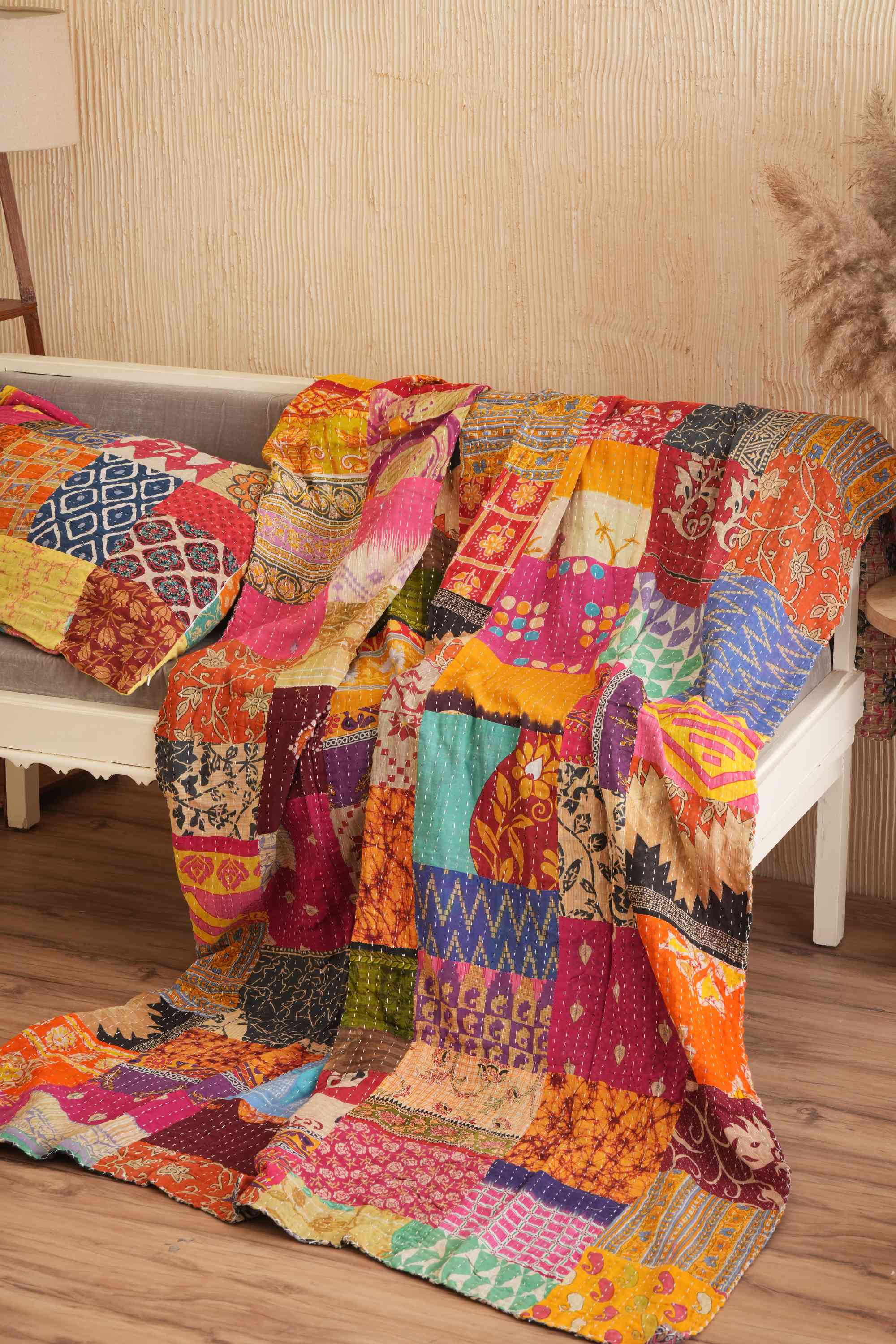 Vintage Patchwork Kantha Quilt Throw