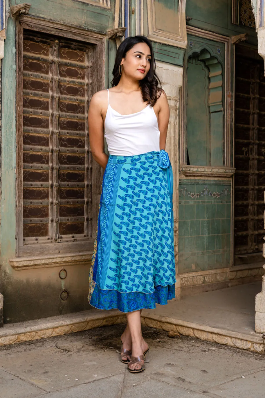 Women Silk Sari Wrap Skirt 32 Inches