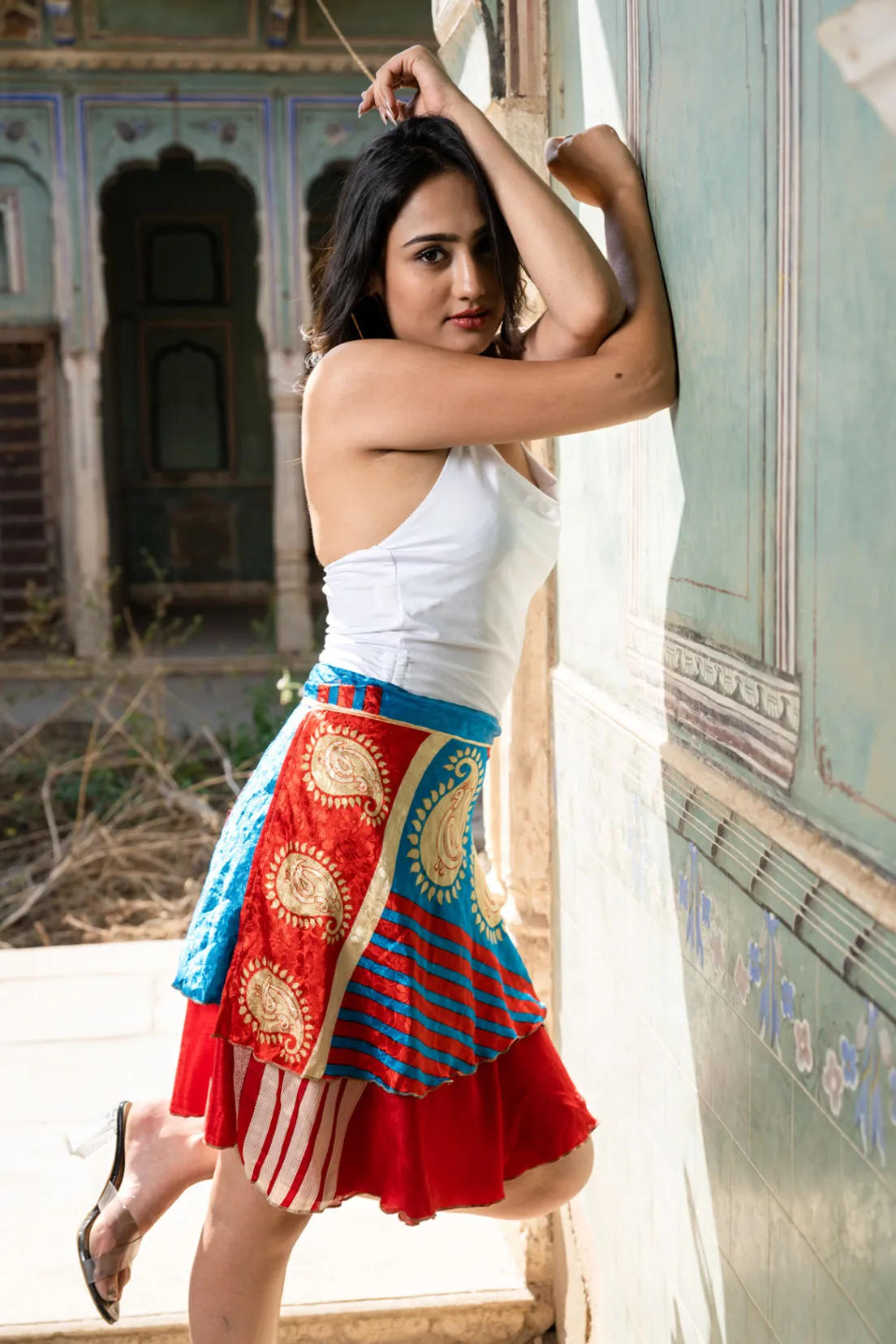 Sari Upcycled Short Silk Wrap Skirt