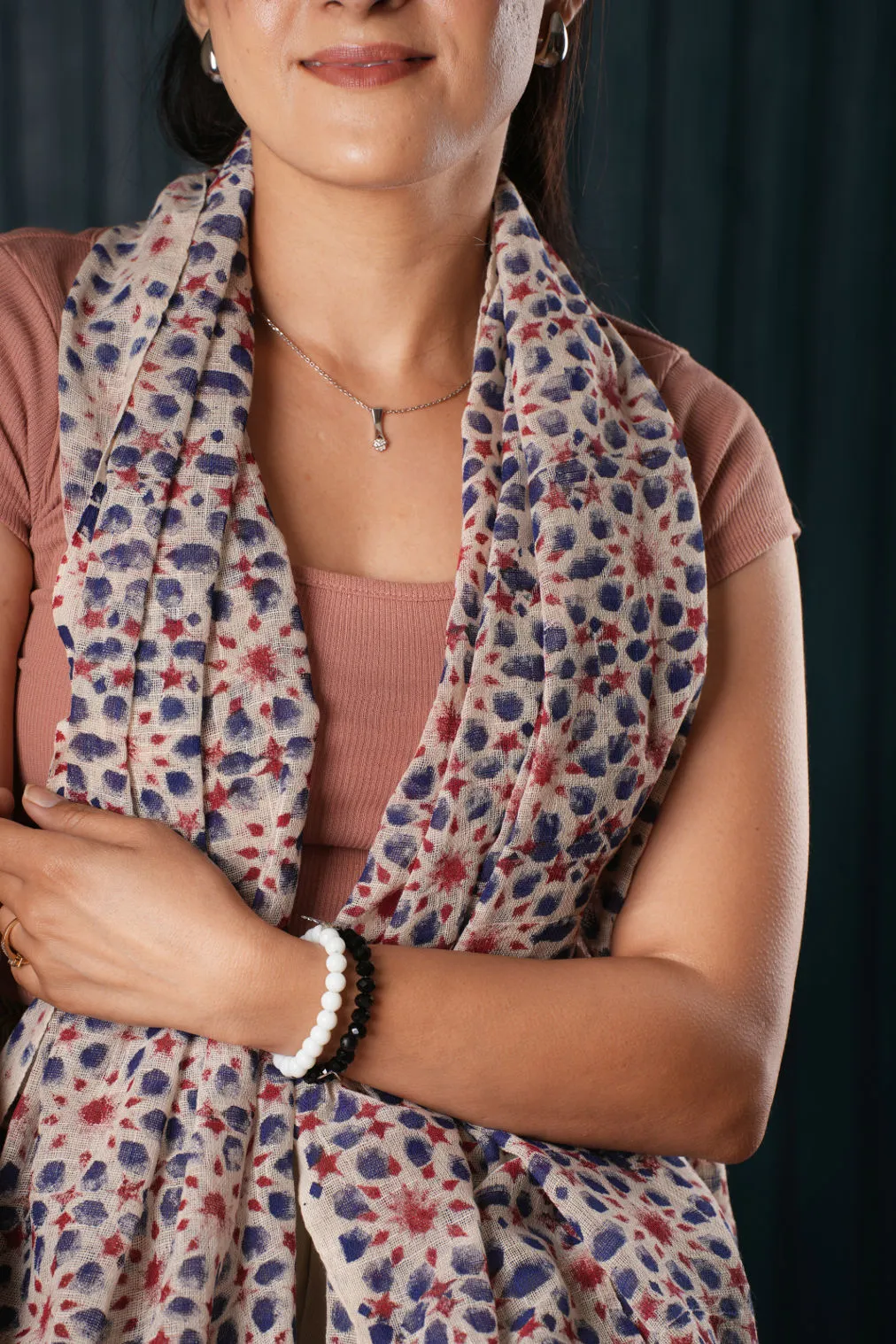 Hand Block Printed Cotton Scarf - #16