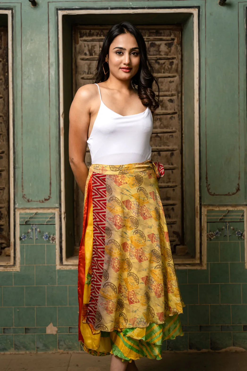 Earthy Silk Sari Wrap Skirt