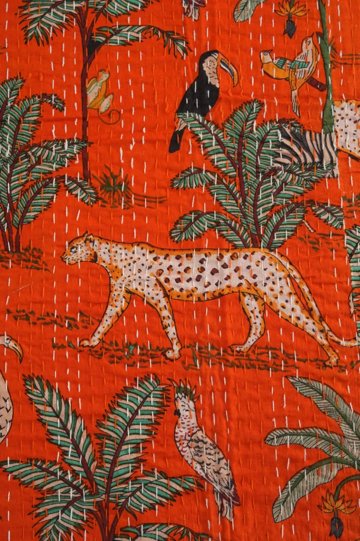 Safari Jungle Animal Kantha Quilt