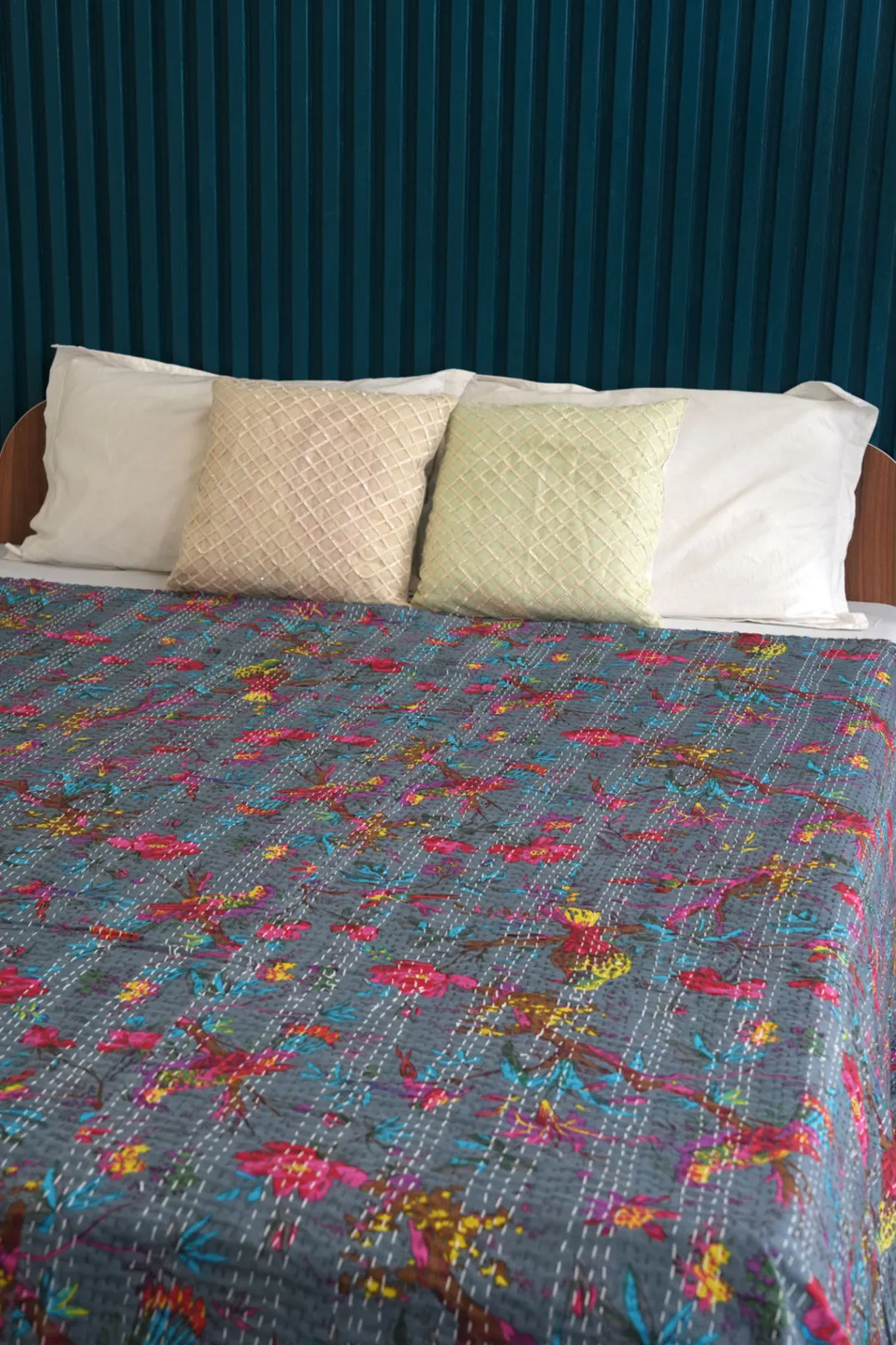 Indian Cotton Kantha Quilt, Throw, Blanket