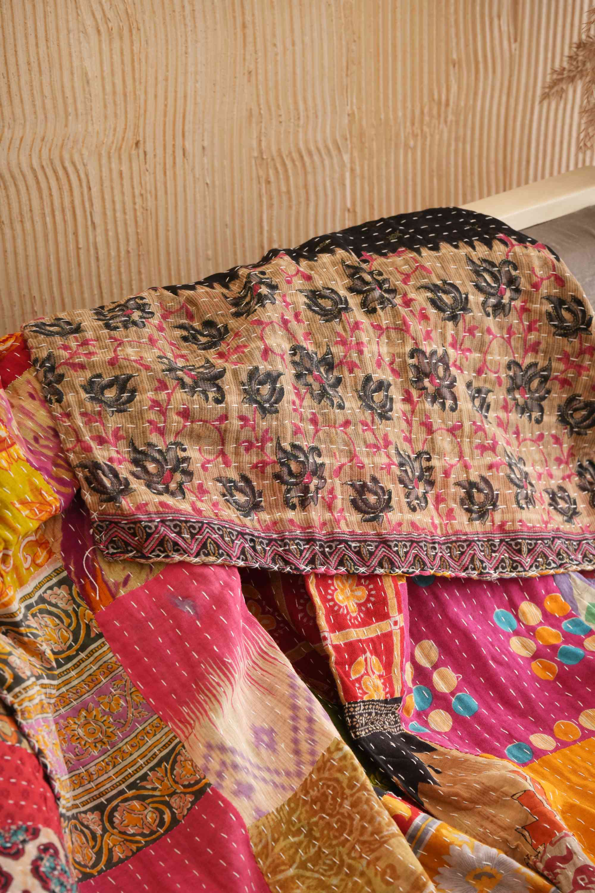 Vintage Patchwork Kantha Quilt Throw