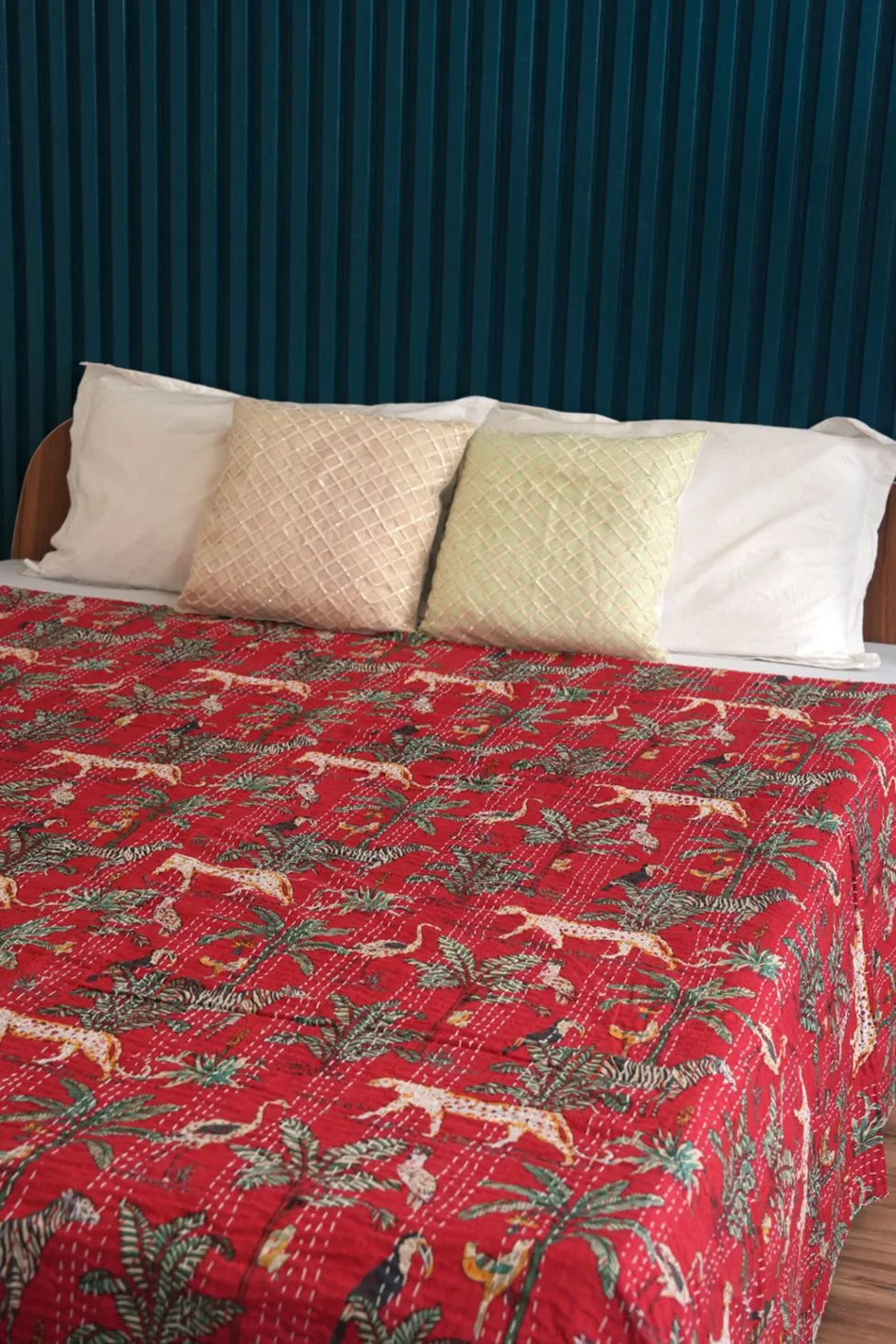 Safari Kantha Quilt - Red