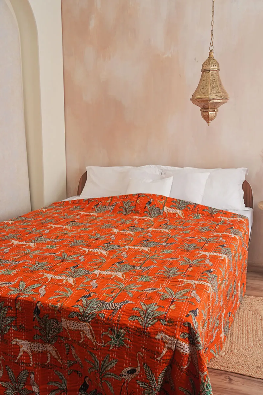 Safari Jungle Animal Kantha Quilt