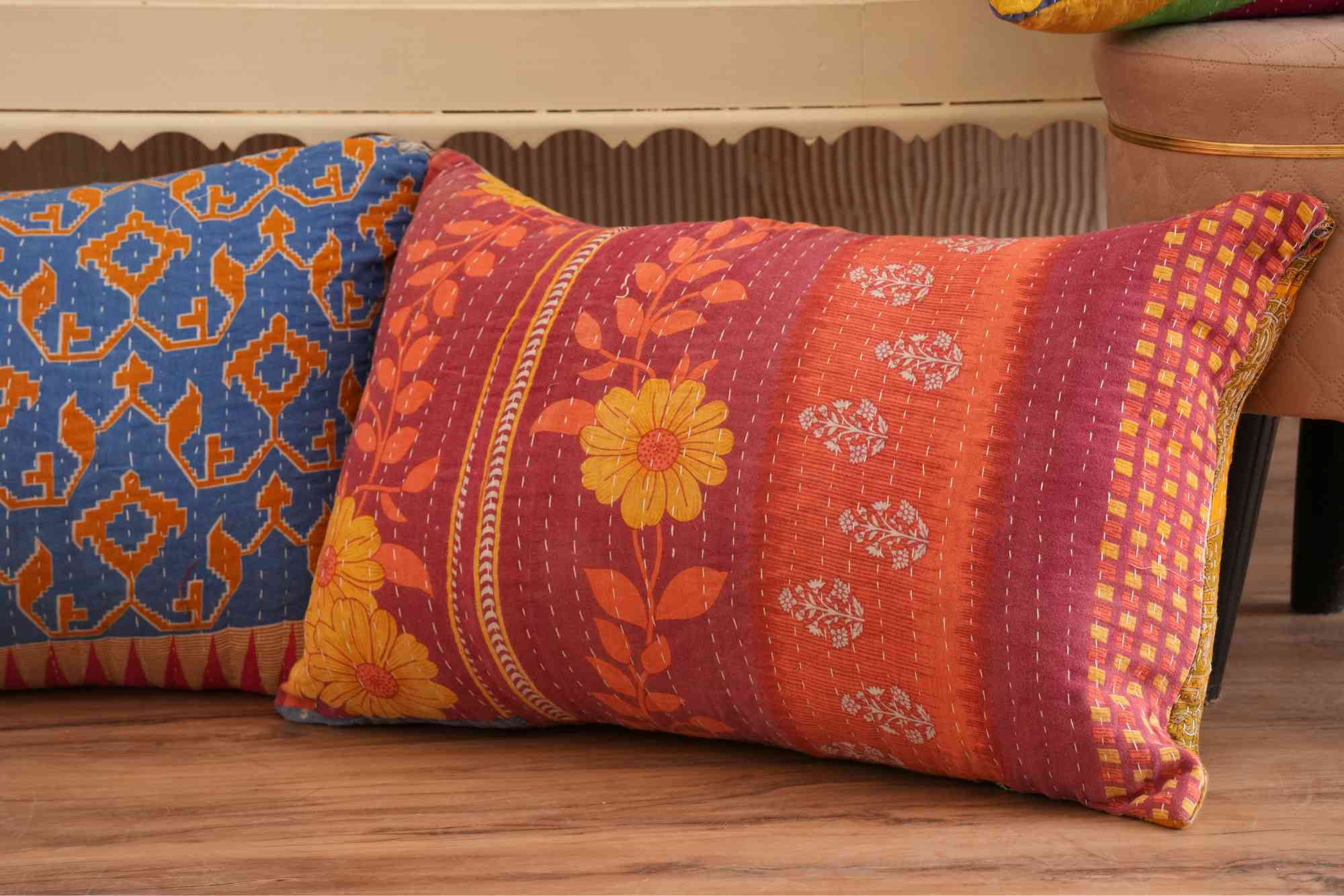 5 PC's Handmade Cotton Vintage Kantha Cushion Covers