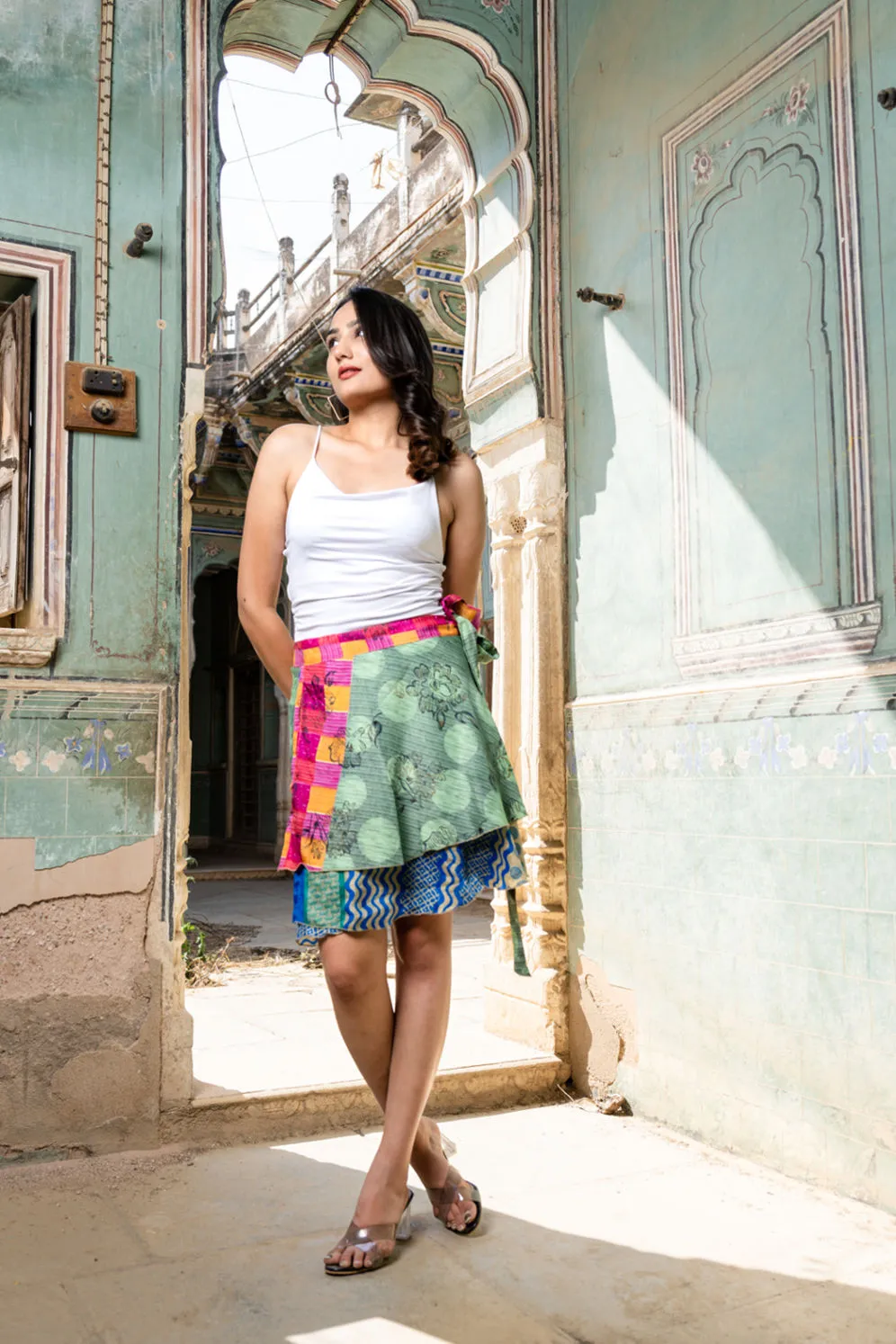 Mini Silk Wrap Skirt - Multicolor