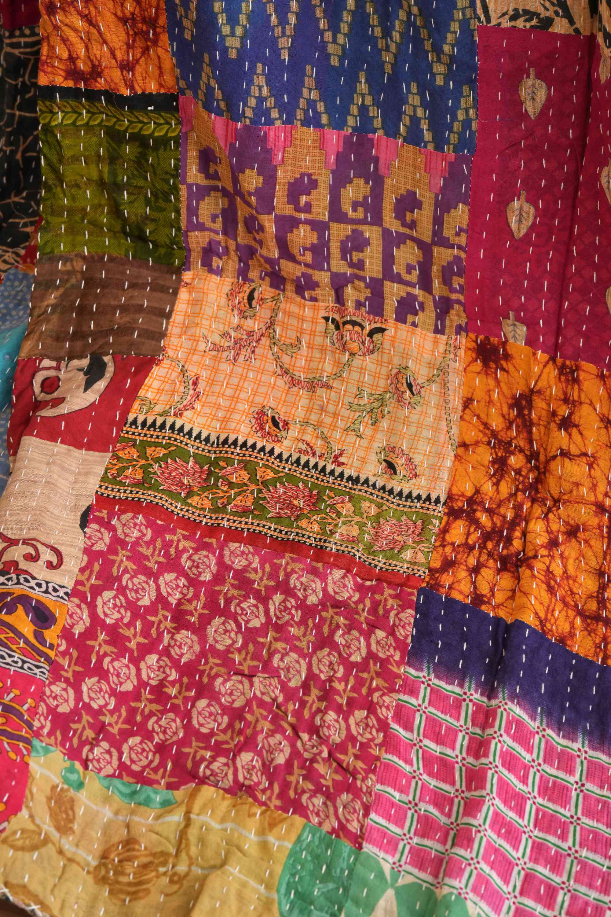 Vintage Patchwork Kantha Quilt Throw