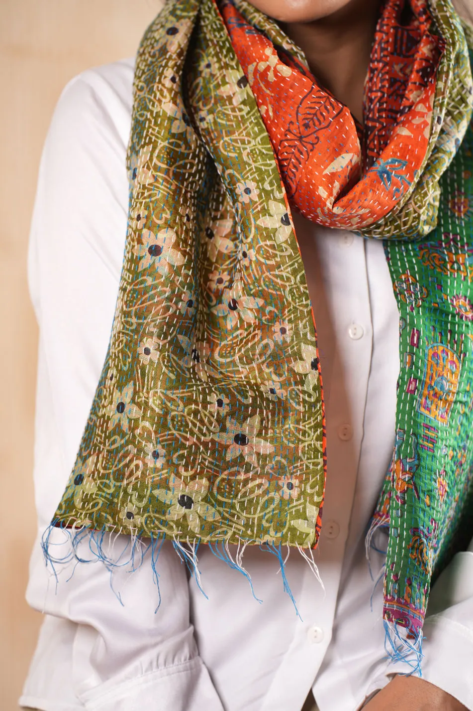 Handmade Vintage Silk Kantha Scarves