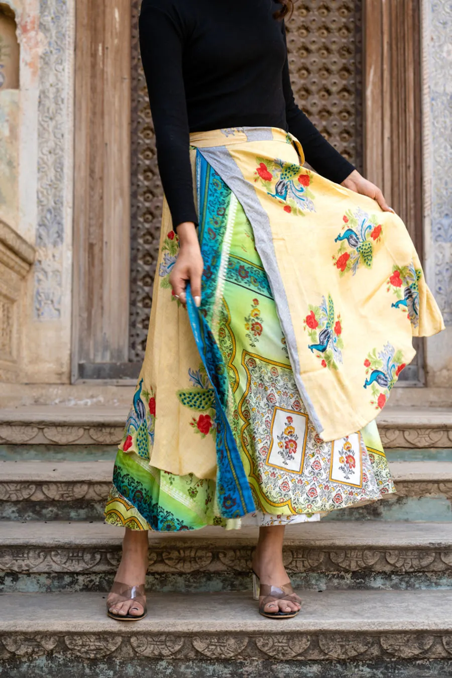 Silk Long Wrap Skirt