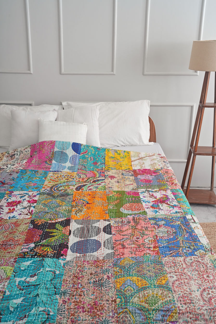 Handmade Patchwork Kantha Quilt