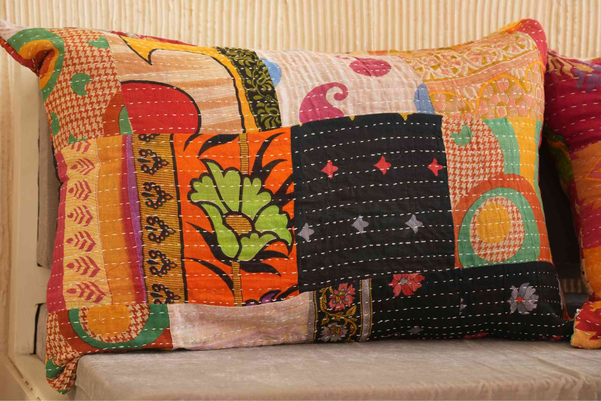 5 PC's Handmade Patchwork Cotton Kantha Cushion Covers