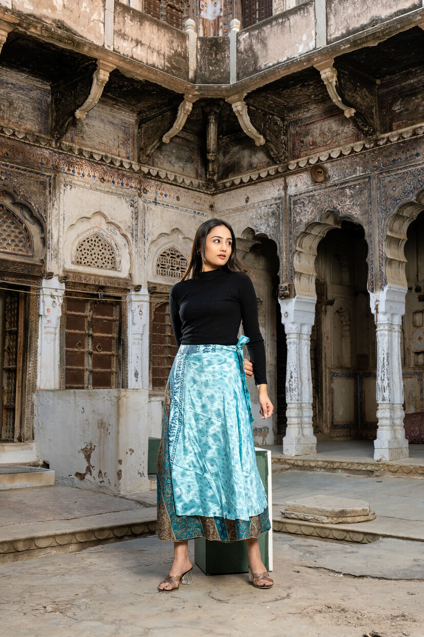 Silk Sari Long Wrap Skirt