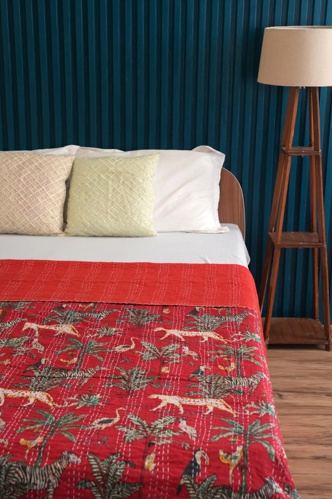 Safari Kantha Quilt - Red