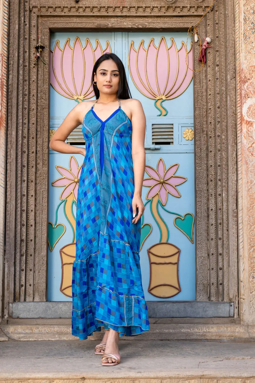 Blue Backless Maxi Dress