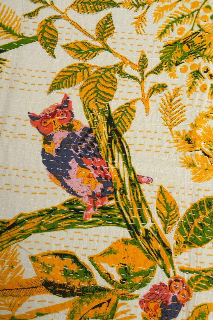 The Wild Owl Kantha Quilt