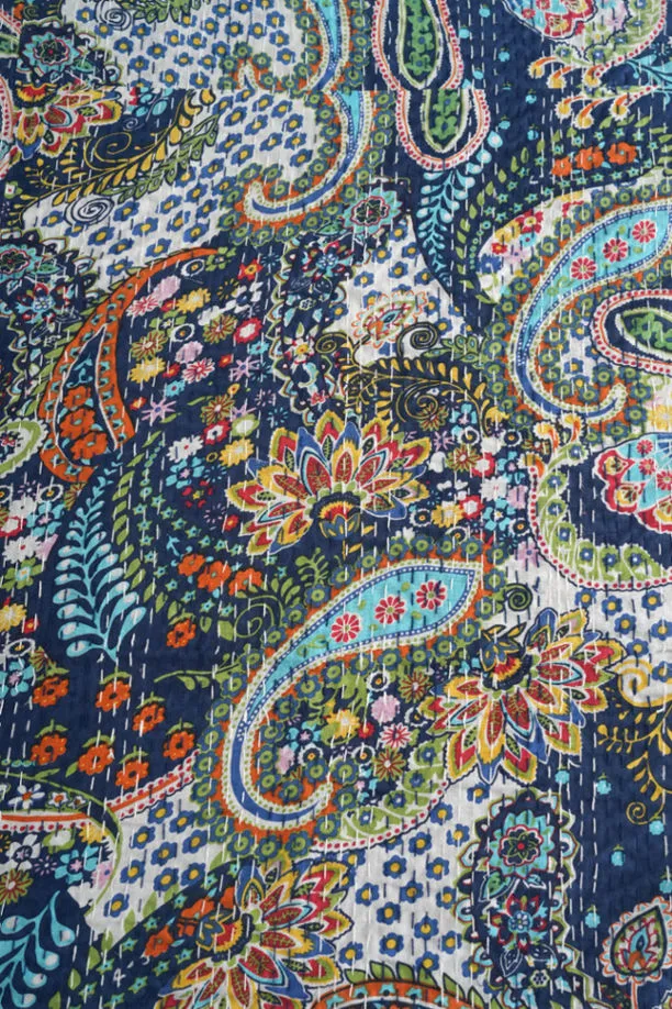 Blue Paisley Kantha Quilt