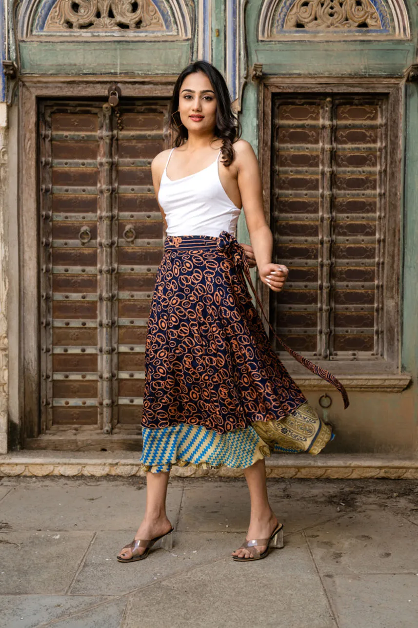 Handmade Vintage Silk Sari Wrap Skirt