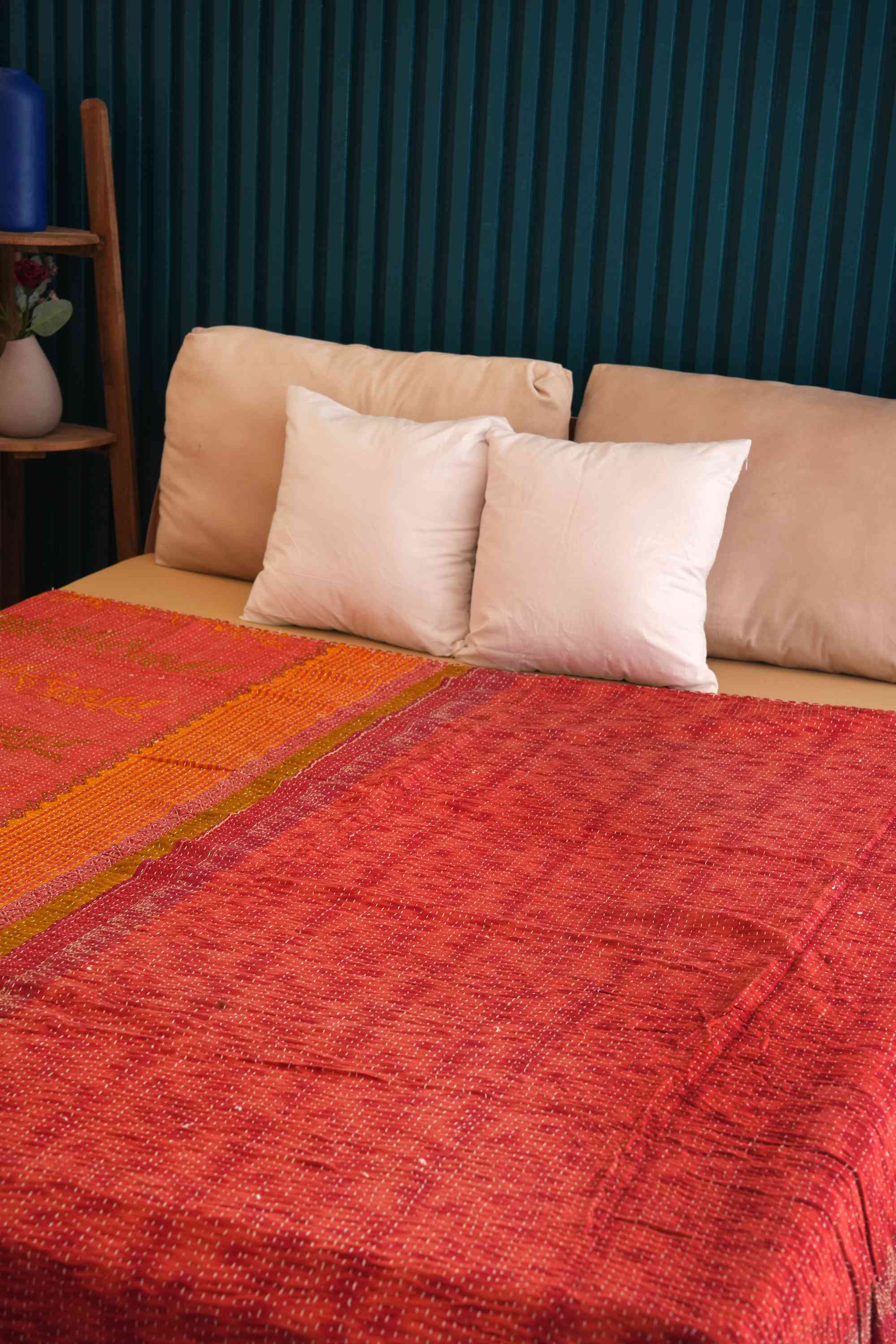 Handmade Cotton Vintage kantha Quilt Red