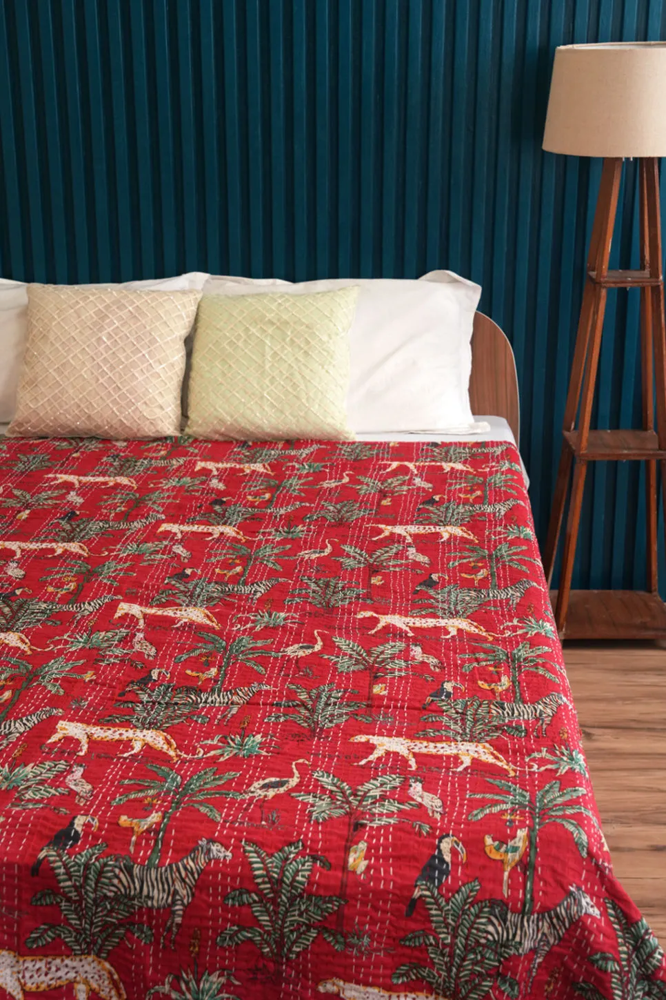 Safari Kantha Quilt - Red