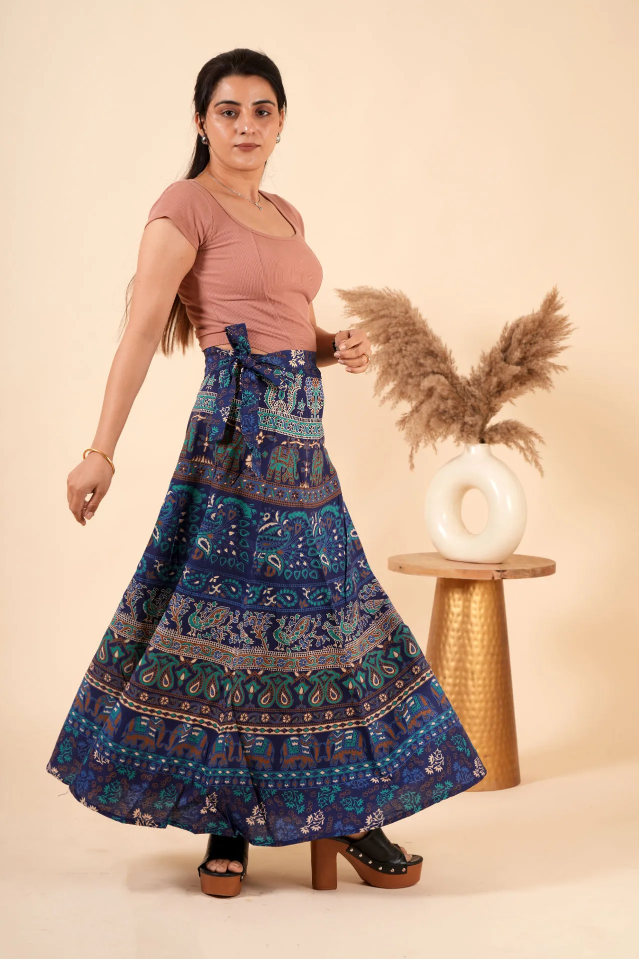 Indian Cotton Vintage Maxi Wrap Skirt